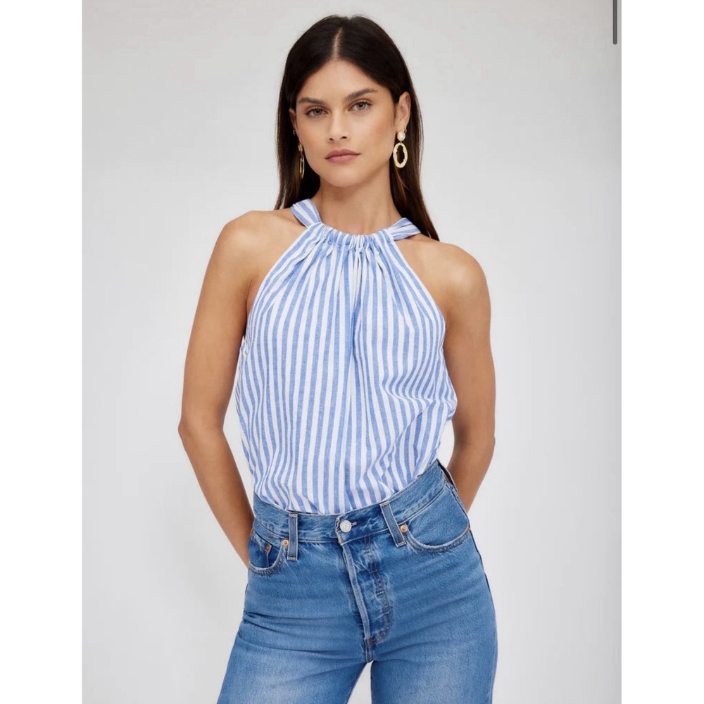 FIFTEEN TWENTY Sicilie Tank Top Striped Size Small Women's Blue White Lined